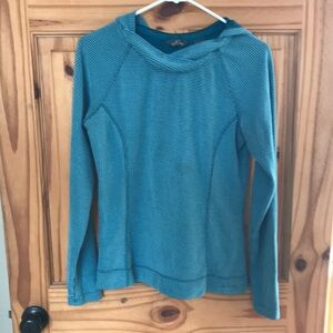 Eddie Bauer medium sweater m Teal Long Sleeve Hooded 
Turquoise waffle